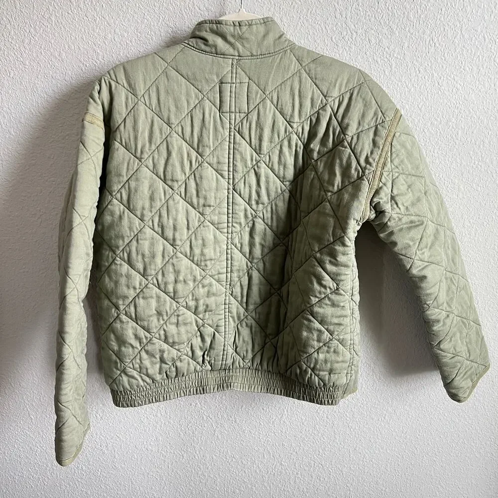 Gap Kids Quilted Utility Jacket Olive Green Girl's XXL 14-16 Full Zip Winter